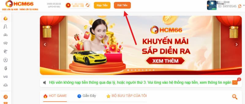 Điều kiện rút tiền tại sân chơi HCM66